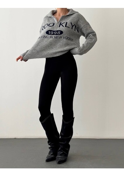 Yarım Fermuar Yaka Detaylı Kazak modelleri