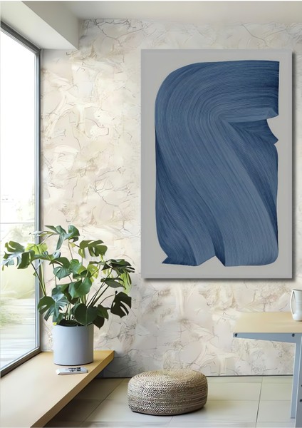 Dekoratif Ahşap Dikdörtgen Tablo Mavi Dalgalar