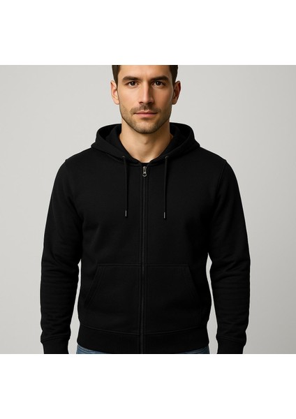 Erkek Fermuarlı Kapüşonlu SWEATSHIRT-W1084