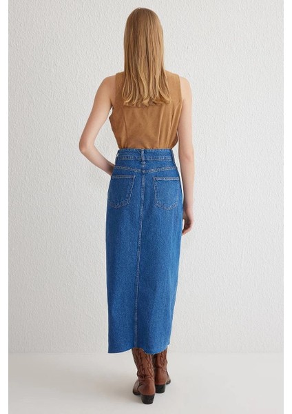 Çift Yırtmaçlı Jean Etek S140 modelleri