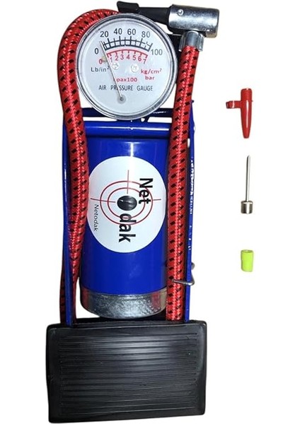 Bisiklet Pompası Top Şişirme Hava Ayak Pompası Basınç Göstergeli Tek Pistonlu indirimleri