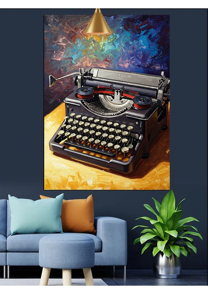 Eski Model Bir Daktilo Yakından Görünüm Dekoratif Kanvas - Mdf Ahşap Tablo fiyatları