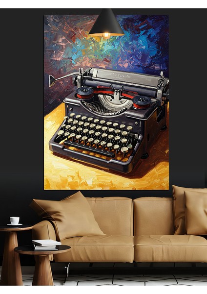 Eski Model Bir Daktilo Yakından Görünüm Dekoratif Kanvas - Mdf Ahşap Tablo modelleri