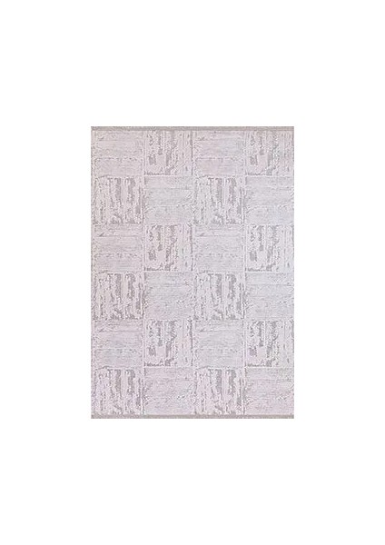 Marines Geometrik Krem Viskon ve Akrilik Pamuk Tabanlı Makine Halısı