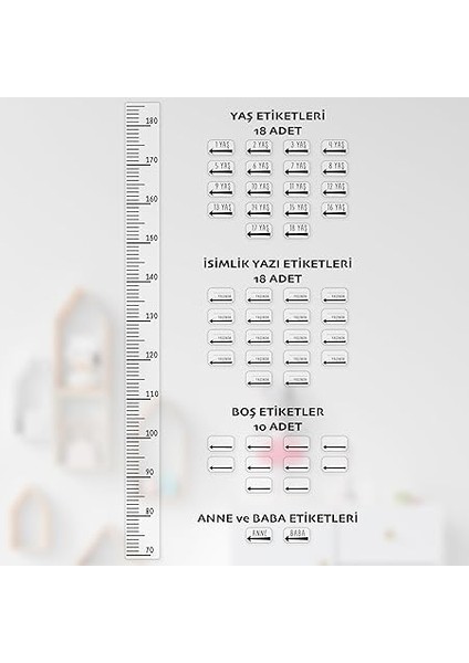 Ölçer Duvar Cetveli - Kendinden Yapışkanlı Şeffaf Etiket - Mezura Sticker - Çocuk ve Yetişkinler Için, Minimalist Dekoratif Dayanıklı, Ev ve Kreş Kullanımına Uygun - Yaş Etiketi ve Isimlik Dahil indirimleri