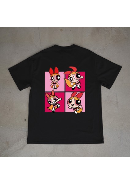 Blossom Tasarım Baskılı Siyah Oversize T-Shirt