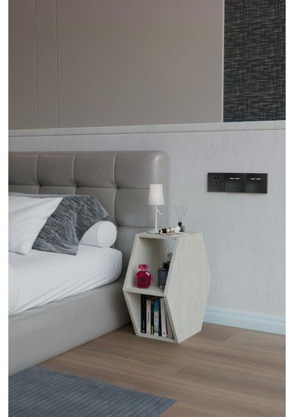 Altıgen Komodin, Modern Yatak Odası Başucu Sehpası, Dekoratif Kitaplık,raflı Komodin modelleri