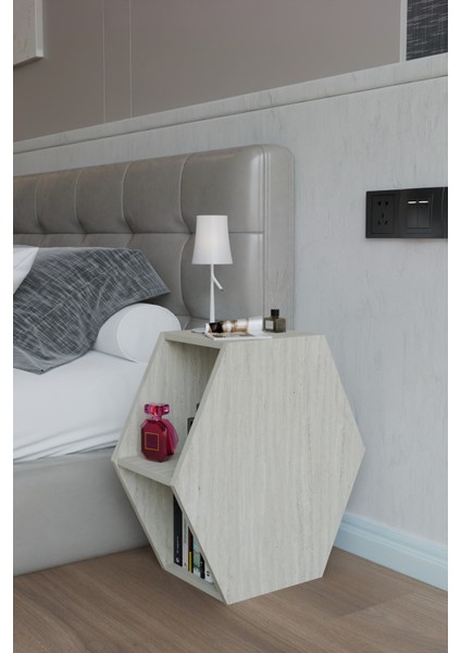 Altıgen Komodin, Modern Yatak Odası Başucu Sehpası, Dekoratif Kitaplık,raflı Komodin indirimleri