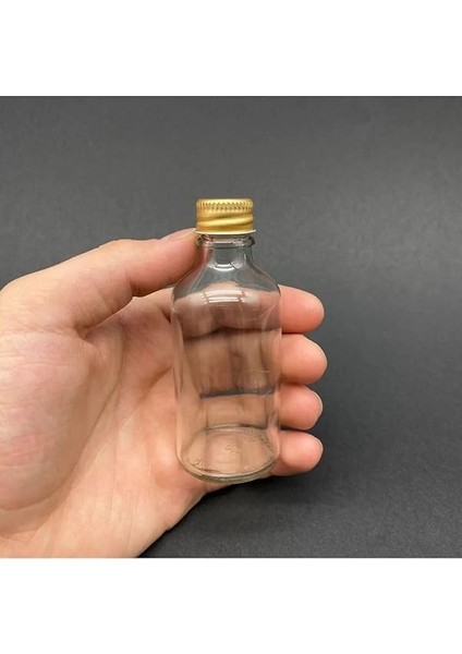 Adet Şeffaf Cam Shot Şişesi Sızdırmaz Gold Metal Kapaklı Hediyelik Koku Süs Çok Amaçlı Şişe 50ML fiyatları