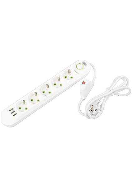 Korumalı Priz, 5'li Çoklu Priz, 3 Usb, 1.5 mt Kablo, Anahtarlı Grup Priz, USB Li Priz, Isıya Dayanıklı, 3000 Watt Gücünde modelleri