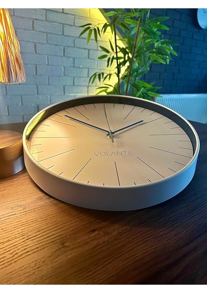 Modern Duvar Saatleri Noble Serisi 35 cm Ø Gerçek Cam Ev/ofis/mutfak/sınıf/okul Sessiz & Akar (Beyaz-Mavi)