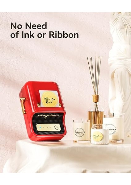 B21 Etiket Makinesi Mürekkepsiz Bluetooth Etiket Yazıcısı, Küçük Işletmeler Için 2 Inç Taşınabilir Termal Yazıcı, Adres, Logo, Giyim, Posta, Mumlar, Takı, Hediye Için Etiket Yazıcısı, Kırmızı modelleri