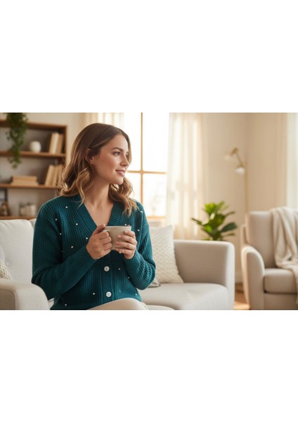 Şardonlu Pamuklu Boncuklu Hırka fiyatları