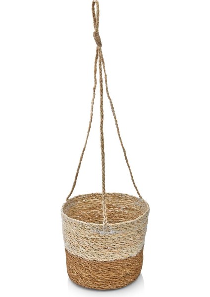 2'li Asılabilir El Yapımı ve Doğal Çift Renk Yuvarlak Hasır Saksılık Seti, 2'li Ipli Asılabilir Hasır Yuvarlak Saksı Seti (23CM*18CM-20CM*15CM) fiyatları