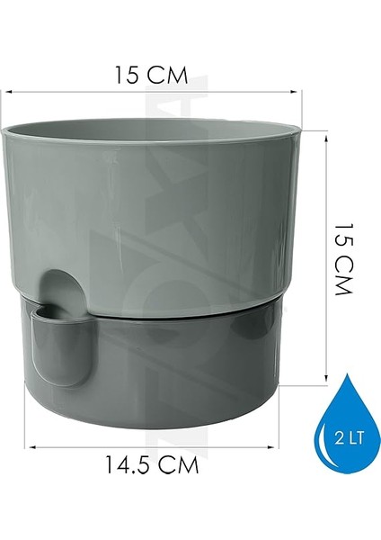 4 Adet Dora Saksı Dekoratif Tabaklı Çiçek Kaktüs Saksısı Parlak Plastik Saksı (Gri, 2 Litre) fiyatları