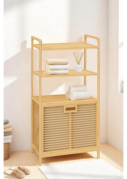 Bambu Xl Kirli Sepetli 3 Raflı Çok Amaçlı Banyo Düzenleyici Çamaşır Sepeti Organizer DB-0011 fiyatları