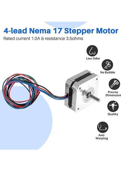 17HS08-1004S 4-Lead Nema 17 Step Motor 20MM 1A 13NCM(18 Oz) 42 Motor NEMA17 Step Dıy 3D Yazıcı Cnc Için modelleri