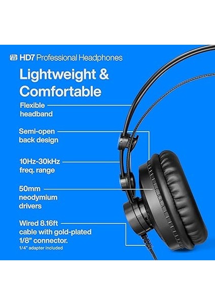 Hd7-A, Profesyonel Dinleme Kulaklığı, Kulak Üstü, Siyah indirimleri