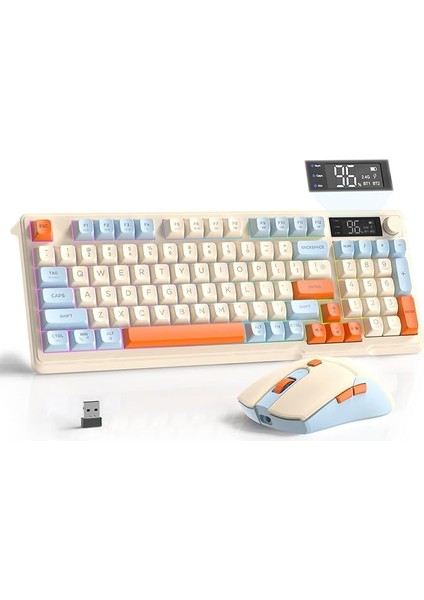 T96 2.4g Bt5.0 Çift Bağlantılı Tft LED Ekranlı Reinbow Gaming Oyuncu Klavye Mouse Set indirimleri