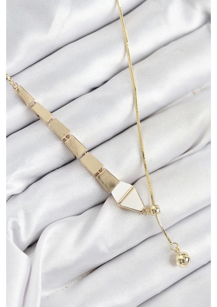 Bfs Pirinç Yılan Model Gold Renk Asansörlü Kadın Kolye