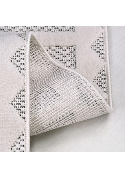 Espino Çizgili Beyaz Polyester Pamuk Tabanlı Makine Halısı modelleri