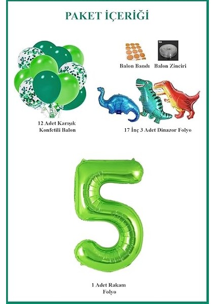 Gitti Dinazor Set; Rakam Folyo, 3 Adet Mini Dinazor ve 10 Lu Balon (5) fiyatları