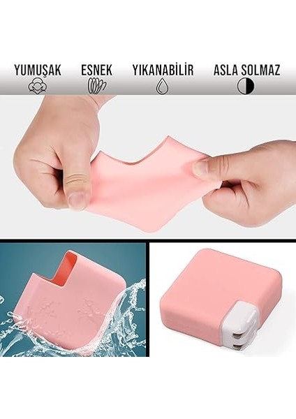 Şarj Aleti Silikon Kılıfı Macbook Air Magsafe 1-2 45W ve 70W ile Uyumlu Pembe fırsatları
