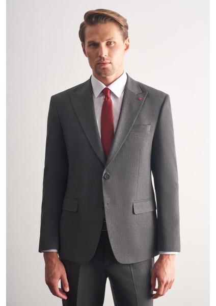 Antrasit Kırlangıç Yaka Tam Astar 6 Drop Slim Fit Takım Elbise 1001255162 modelleri
