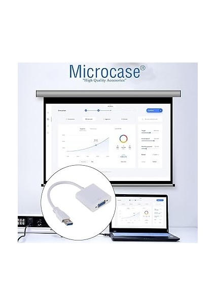 USB 3.0 To VGA Adaptör - 20 cm Beyaz (Usb 3.0 ve USB 2.0 Destekler) - AL2619 modelleri