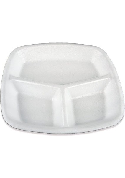 Tek Kullanımlık Köpük 3 Bölmeli Tabldot Köpük Tabak - 23.5X25 Cm. - 10 Adetlik 1 Paket fırsatları
