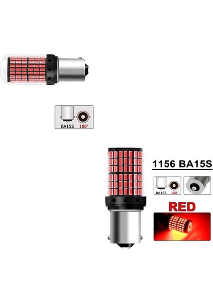 .qualıty. ( 2 x Adet ) 1 Takım. LED 93 21W Tek Duy Snyal Ampul 12V 144 LED Şeffaf Red ( 21W 93 Ampul 144 LED Kırmızı )