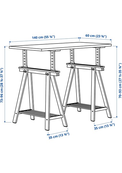 Lagkapten / Mıttback Çalışma Masası Beyaz 140 x 60 cm fiyatları