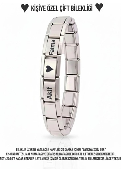 Kişiye Özel Isimli Italyan Charm Unisex Bileklik Paslanmaz Çelik, Her Bileğe Uygun