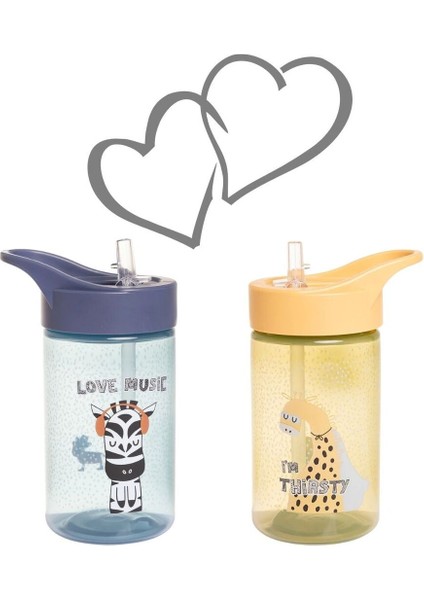 Moısy Pipetli Alıştırma Bardağı/ Suluk Ikili Set Zebra ve Dino Desen