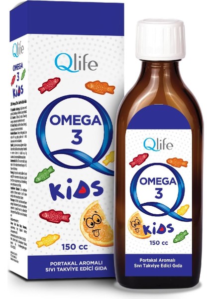Qlife Çocuklara Özel Yüksek Epa ve Dha Balık Yağı Portakal Aromalı Omega 3 Kids Şurup 150 ml modelleri