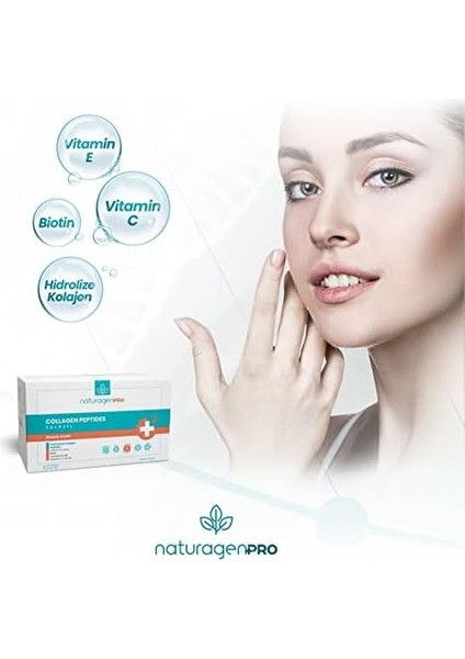 Naturagen Pro Collagen(Kolajen) Beauty 30'lu Saşe Yeşil Elma Aromalı (Tip 1&TIP3-8.000 Mg Hidrolize Kolajen)