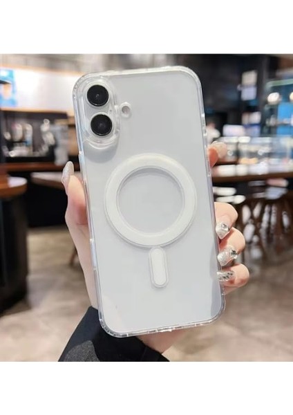 Go Aksesuar 16 Plus Kablosuz Şarj Özellikli Darbe Önleyici Sert Şeffaf Kılıf