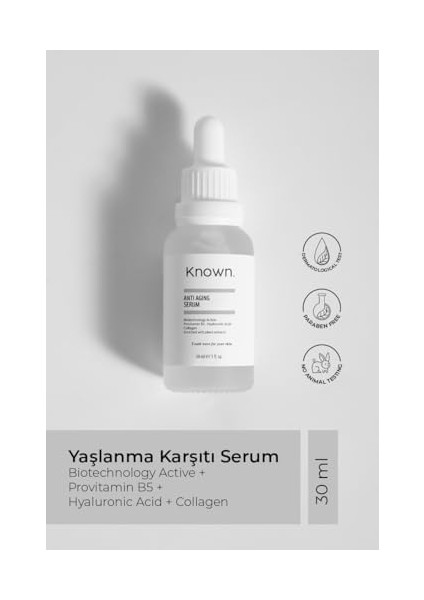 Known Yaşlanma Karşıtı Serum 30 ml Biyoteknolojik Aktifprovitamin B5 Hyaluronik Asit fiyatları