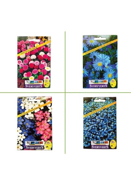 4'lü Special Seri (Çilek Papatyası - Mavi Papatya - Unutma Beni - Nobelya Maviş Çiçeği Tohumları)