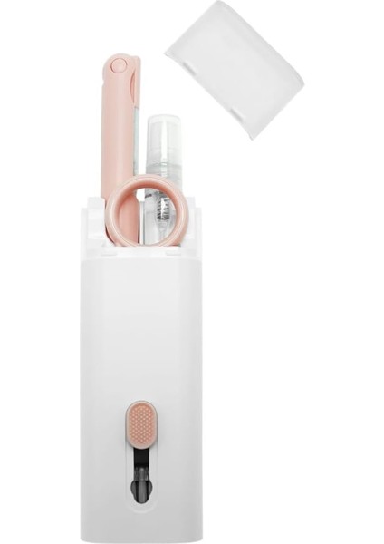 7'si 1 Arada Elektronik Temizleme Kiti, Klavye, Pro, Kulaklık, Laptop ve Telefon Için Fırçalı Temizleyici Set (Pembe)