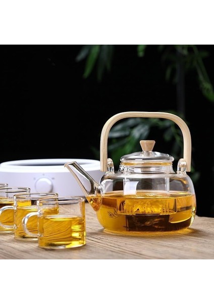 Bambu Saplı Dayanıklı Borosilikat Cam Süzgeçli Demlik 1000ML, Dayanıklı Cam Bitki Çayı Demliği 1000ML fiyatları