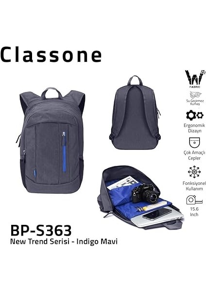 BP-S363 New Trend 15.6"uyumlu Notebook Çantası-Mavi fiyatları