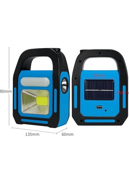 Işıldak Fener | Güneş Enerjili ve USB Şarjlı Kamp Lambası | LED Kamp Feneri El Feneri | Taşınabilir 3 Fonksiyonlu Işık | 300 Lümen 6500K Beyaz Işık | IP44 | Mavi Renk Noas (G Energy) fiyatları