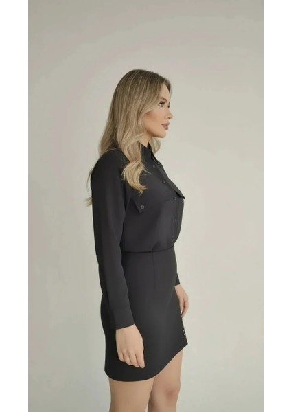 Kadın Bağcıklı Omuz Detaylı Gömlek – Lace-Up Bluz | Beyaz, Kuşgözü Aksesuarlı Casual Giyim