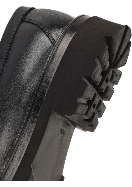Erkek Siyah Tokalı Kalın Tabanlı Deri Loafer 25WFD740018