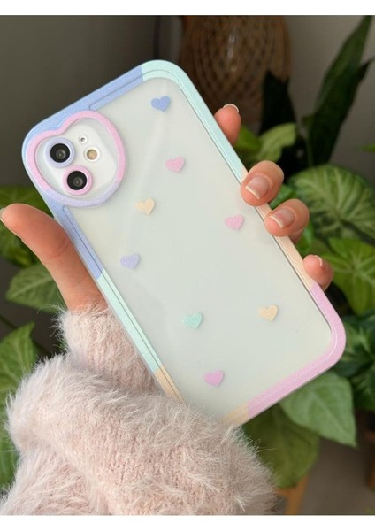 Aksesuar 11 ile Uyumlu (12 Görünümlü Köşeli) Kalp Kamera Tasarımlı Silikon Kamera Korumalı Kılıf