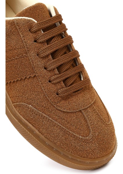Kadın Taba Bağcıklı Kalın Tabanlı Süet Sneaker 25AFE145210