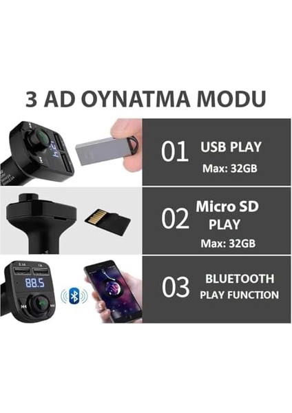 Otomatik Frekans Tanımalı Parazit Yok Fm Radyo Transmitter 3.1A Hızlı Şarj Micro Sd Bluetooth Mp3 Çalar Çakmaklık fiyatları