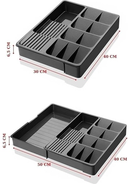 Içi Kaşıklık Düzenleyici, Ayarlanabilir Çatal Bıçak Organizatör (Antrasit) fiyatları
