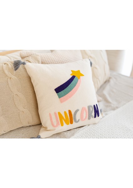 El Işçiliği Unicorn Desen Punch Çocuk Kırlenti – Buldan Dokuması (43X43 Cm) fiyatları